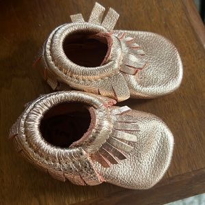 Freshly Picked rose gold moccasins.